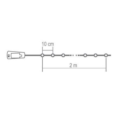 Micro LED-es elemes füzér, dugó alakú elemtartóval, melegfehér - MLD 20/WW